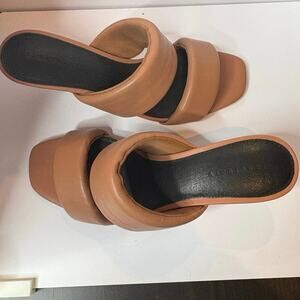 Sanctuary Likely Brown Leather Slip On Heels Womens Size 7.5